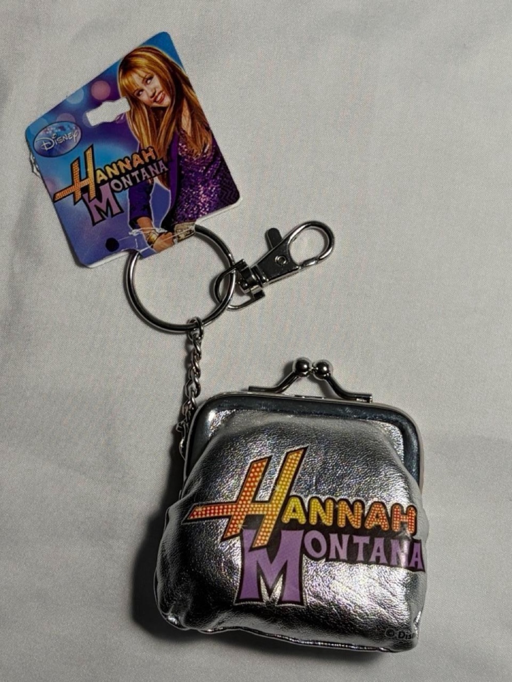Disney Metallic Silver Hannah Montana Keychain Coin Purse